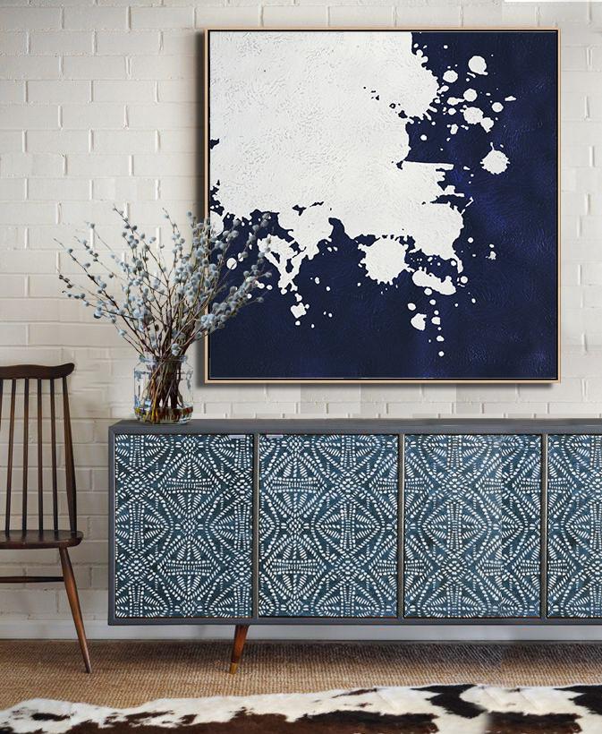 Navy Blue Minimalist Painting #NV147A - Click Image to Close